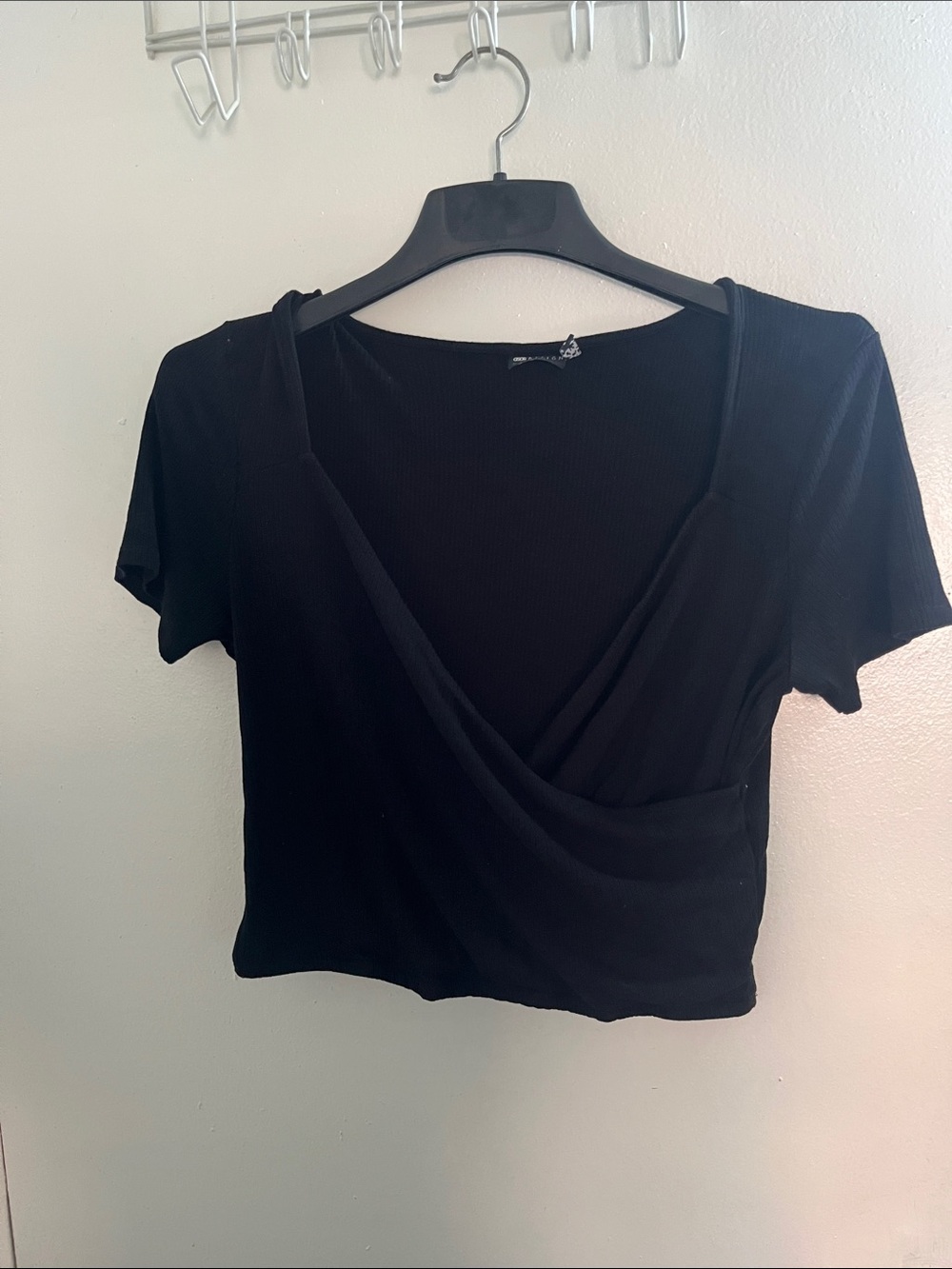 ASOS Black Wrap-Front Crop Top